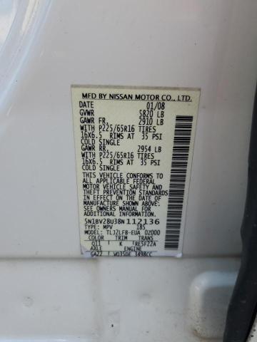 Photo 12 VIN: 5N1BV28U38N112136 - NISSAN QUEST 