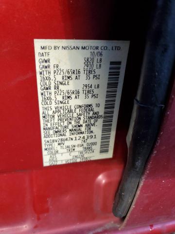 Photo 12 VIN: 5N1BV28U47N124391 - NISSAN QUEST 