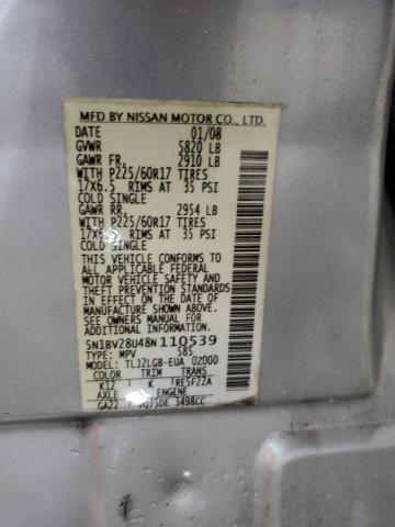 Photo 12 VIN: 5N1BV28U48N110539 - NISSAN QUEST 