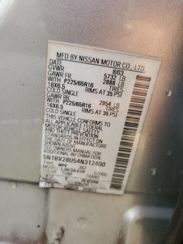 Photo 12 VIN: 5N1BV28U54N312400 - NISSAN QUEST 