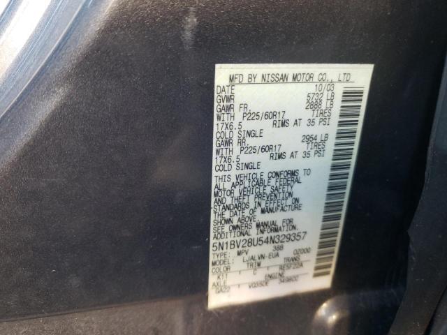 Photo 12 VIN: 5N1BV28U54N329357 - NISSAN QUEST 