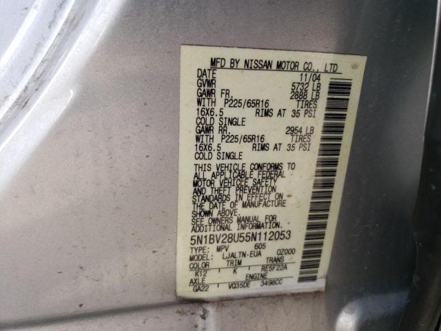 Photo 13 VIN: 5N1BV28U55N112053 - NISSAN QUEST S 