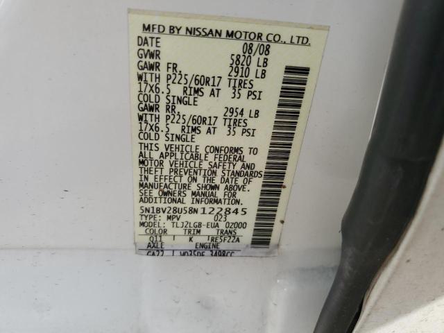 Photo 12 VIN: 5N1BV28U58N122845 - NISSAN QUEST 