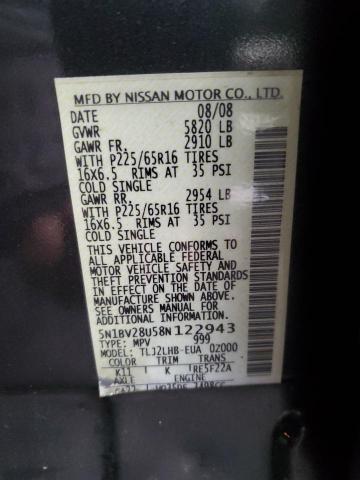 Photo 12 VIN: 5N1BV28U58N122943 - NISSAN QUEST 