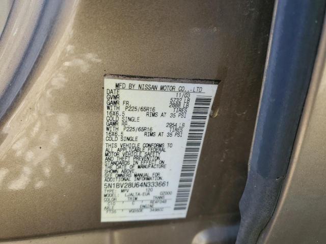 Photo 13 VIN: 5N1BV28U64N333661 - NISSAN QUEST S 