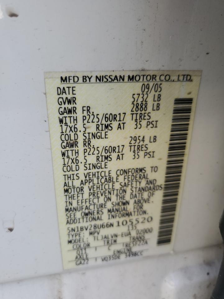 Photo 11 VIN: 5N1BV28U66N105520 - NISSAN QUEST 