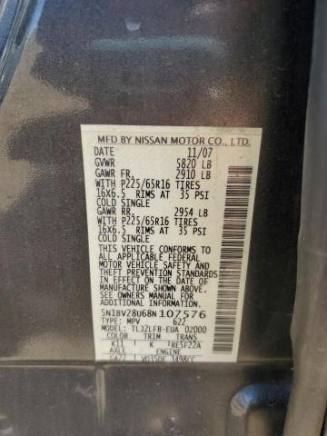 Photo 12 VIN: 5N1BV28U68N107576 - NISSAN QUEST 