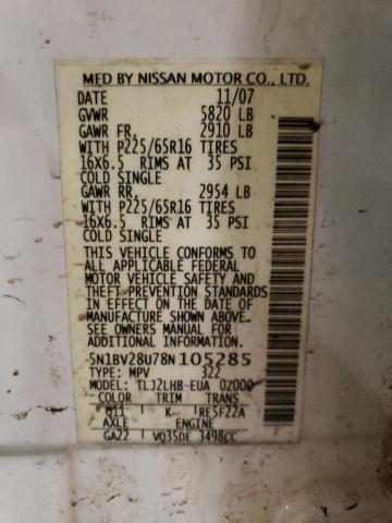 Photo 12 VIN: 5N1BV28U78N105285 - NISSAN QUEST 