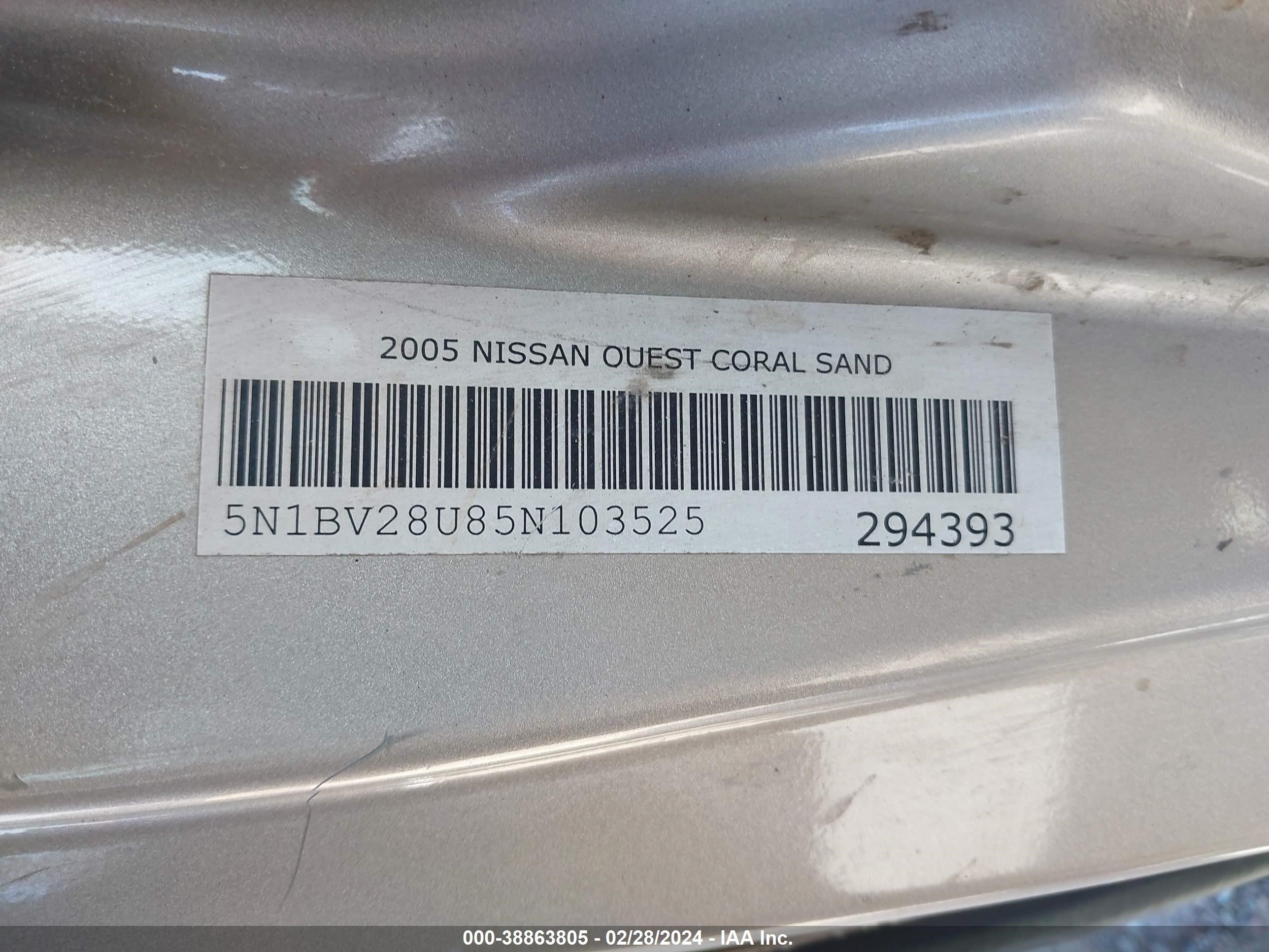 Photo 8 VIN: 5N1BV28U85N103525 - NISSAN QUEST 