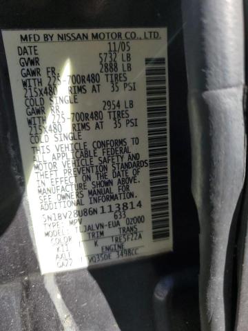 Photo 11 VIN: 5N1BV28U86N113814 - NISSAN QUEST 