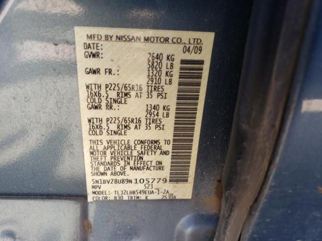 Photo 12 VIN: 5N1BV28U89N105779 - NISSAN QUEST 