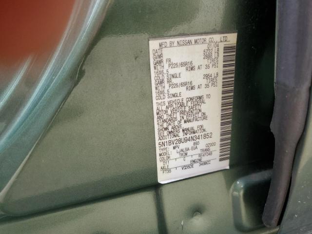 Photo 12 VIN: 5N1BV28U94N341852 - NISSAN QUEST S 