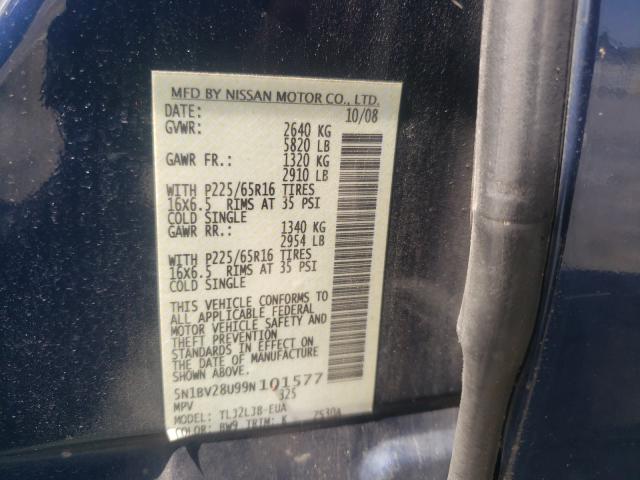 Photo 9 VIN: 5N1BV28U99N101577 - NISSAN QUEST 