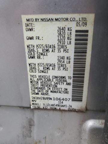 Photo 12 VIN: 5N1BV28U99N106407 - NISSAN QUEST GLE 