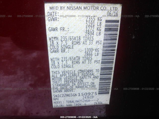 Photo 8 VIN: 5N1CZ2MG5GN150975 - NISSAN MURANO 