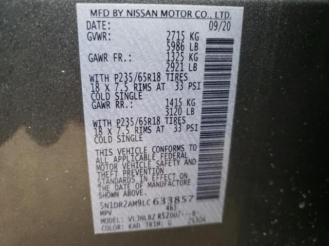 Photo 9 VIN: 5N1DR2AM9LC633857 - NISSAN PATHFINDER 