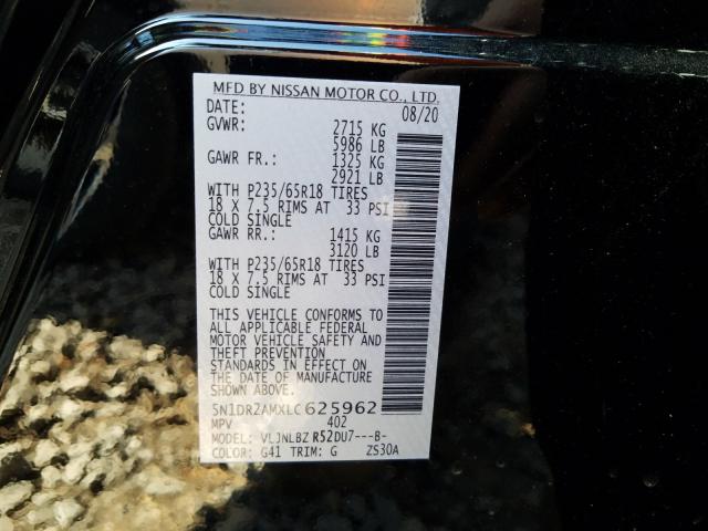 Photo 9 VIN: 5N1DR2AMXLC625962 - NISSAN PATHFINDER 