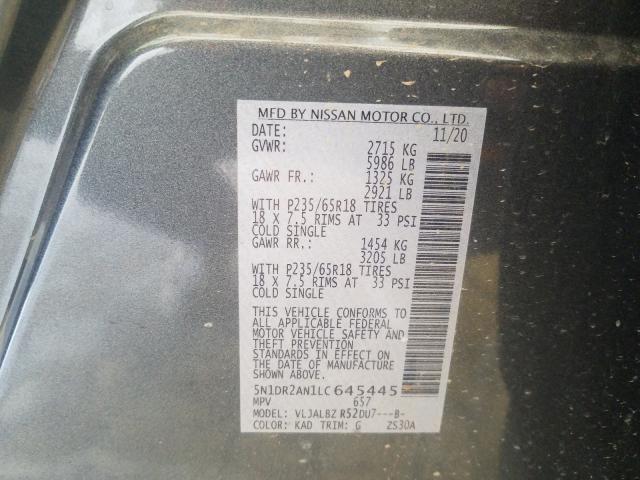 Photo 9 VIN: 5N1DR2AN1LC645445 - NISSAN PATHFINDER 