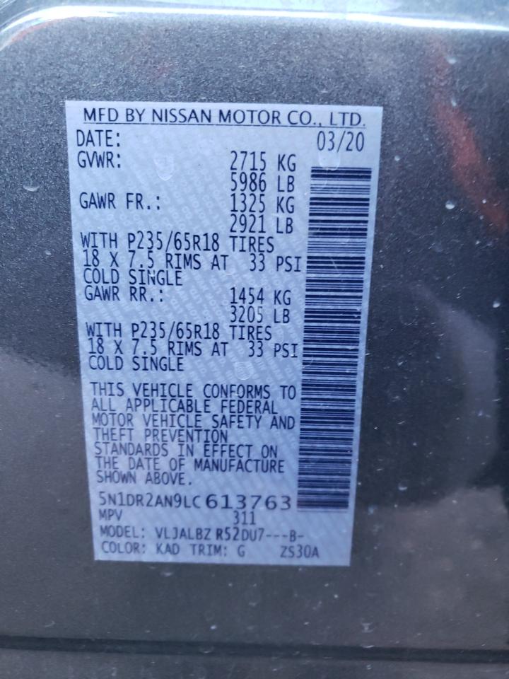 Photo 12 VIN: 5N1DR2AN9LC613763 - NISSAN PATHFINDER 