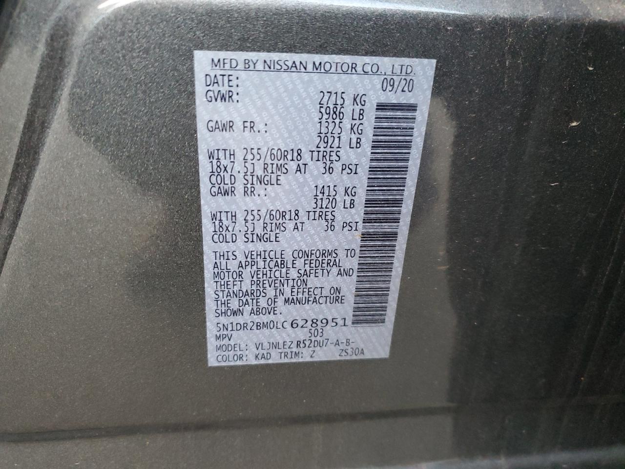 Photo 12 VIN: 5N1DR2BM0LC628951 - NISSAN PATHFINDER 