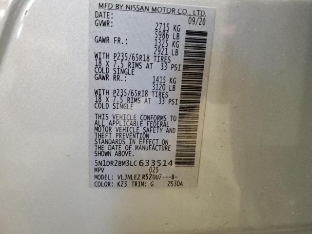 Photo 12 VIN: 5N1DR2BM3LC633514 - NISSAN PATHFINDER 