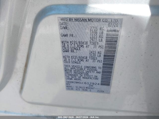 Photo 8 VIN: 5N1DR2BM5LC612924 - NISSAN PATHFINDER 