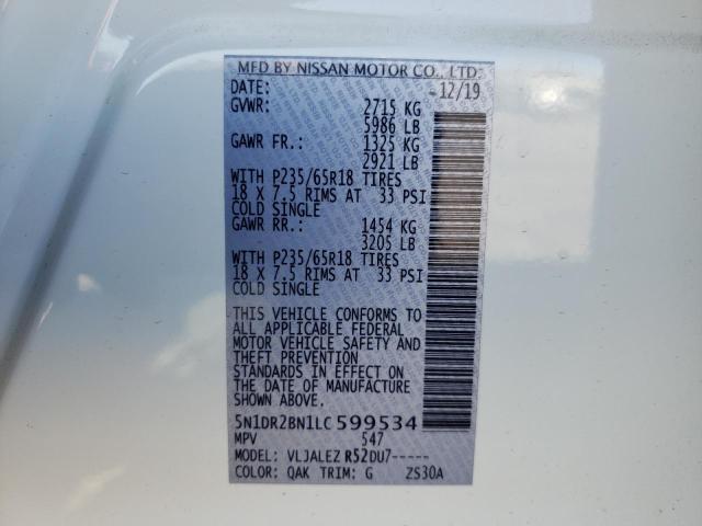 Photo 9 VIN: 5N1DR2BN1LC599534 - NISSAN PATHFINDER 