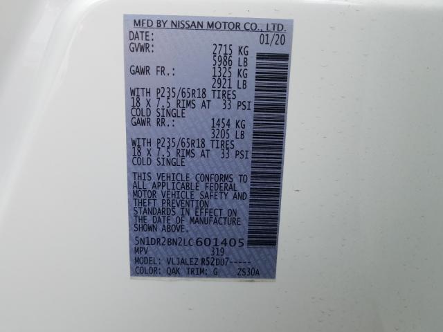 Photo 9 VIN: 5N1DR2BN2LC601405 - NISSAN PATHFINDER 