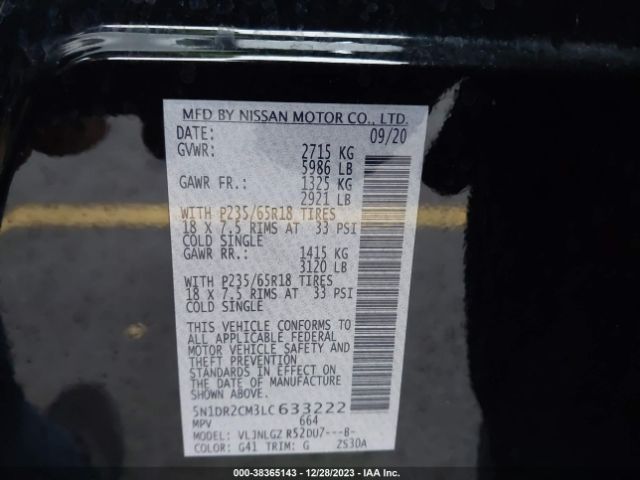 Photo 8 VIN: 5N1DR2CM3LC633222 - NISSAN PATHFINDER 