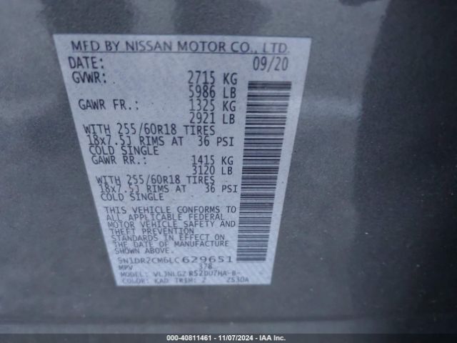 Photo 8 VIN: 5N1DR2CM6LC629651 - NISSAN PATHFINDER 