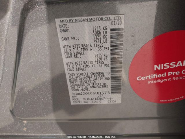 Photo 8 VIN: 5N1DR2CMXLC600573 - NISSAN PATHFINDER 