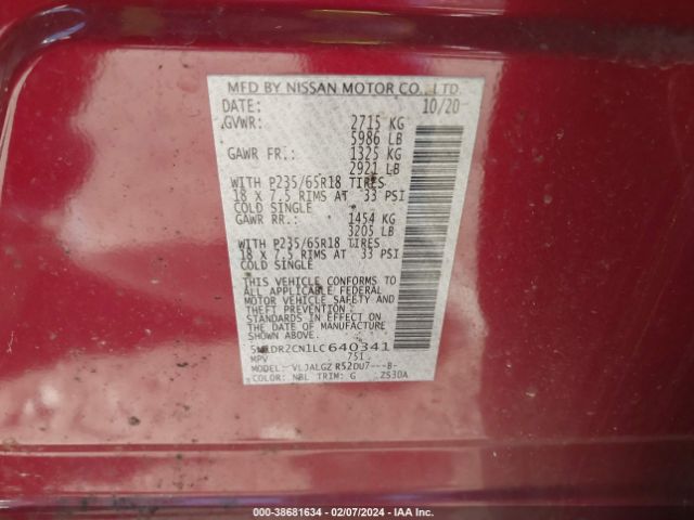 Photo 8 VIN: 5N1DR2CN1LC640341 - NISSAN PATHFINDER 