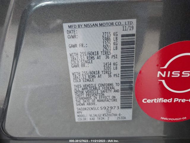 Photo 8 VIN: 5N1DR2CN5LC592973 - NISSAN PATHFINDER 