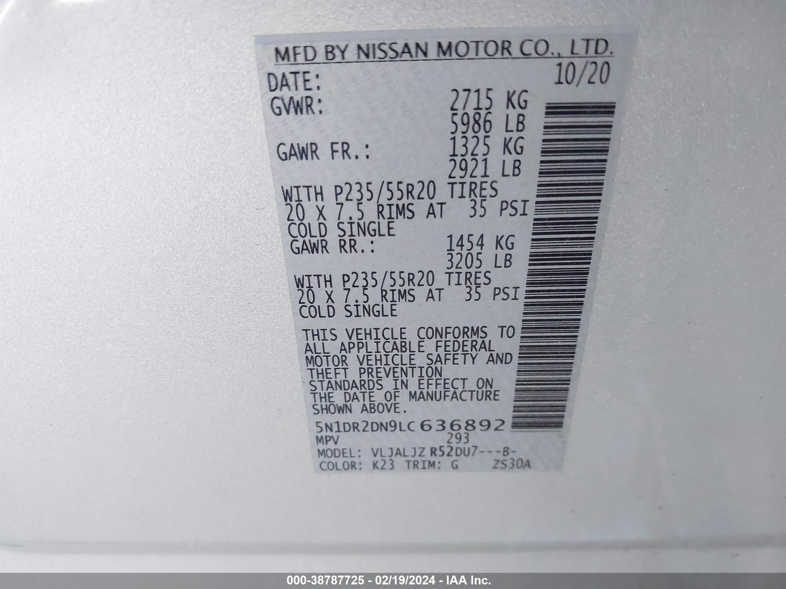 Photo 8 VIN: 5N1DR2DN9LC636892 - NISSAN PATHFINDER 