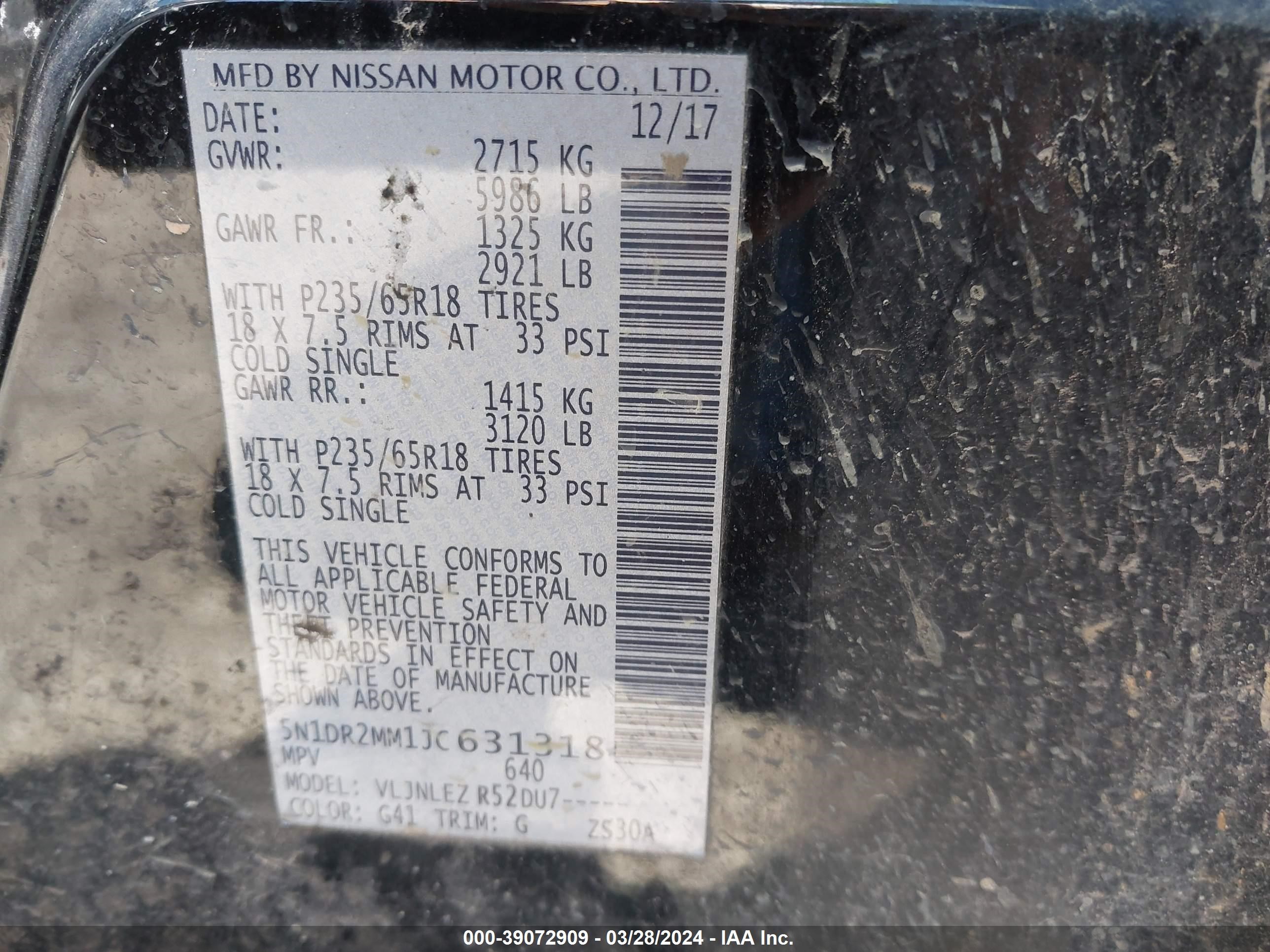 Photo 8 VIN: 5N1DR2MM1JC631318 - NISSAN PATHFINDER 