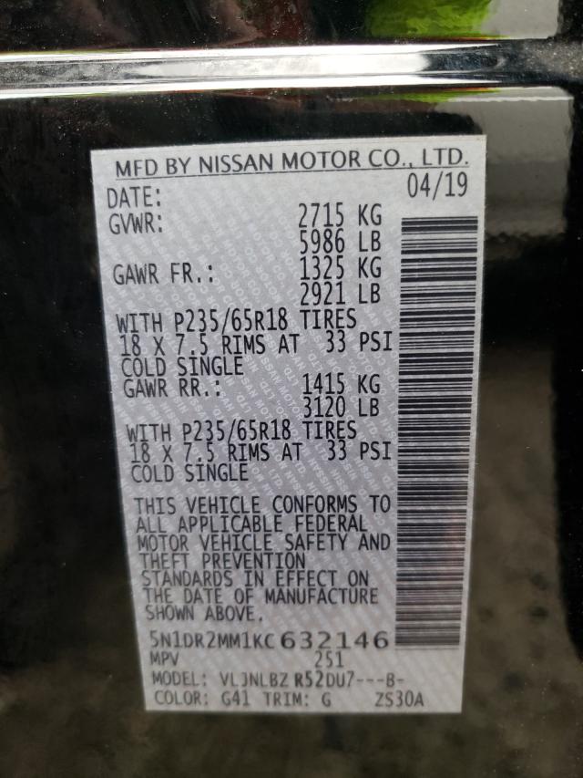 Photo 9 VIN: 5N1DR2MM1KC632146 - NISSAN PATHFINDER 