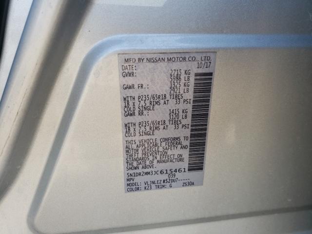 Photo 9 VIN: 5N1DR2MM3JC615461 - NISSAN PATHFINDER 