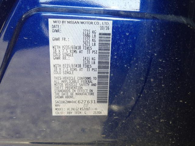 Photo 9 VIN: 5N1DR2MM4HC627631 - NISSAN PATHFINDER 