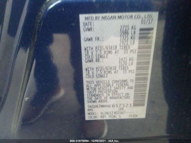 Photo 8 VIN: 5N1DR2MM4HC657521 - NISSAN PATHFINDER 