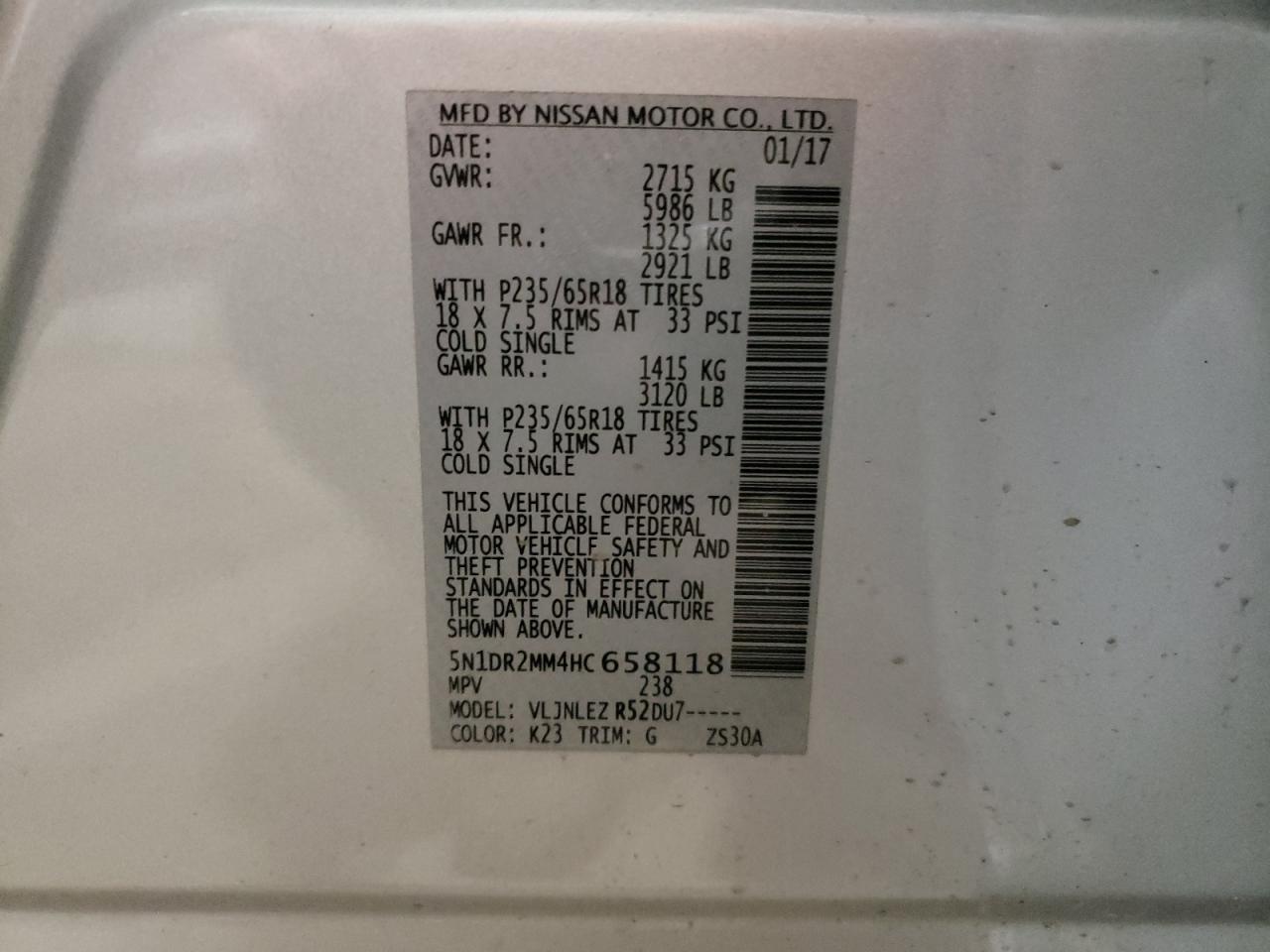 Photo 12 VIN: 5N1DR2MM4HC658118 - NISSAN PATHFINDER 