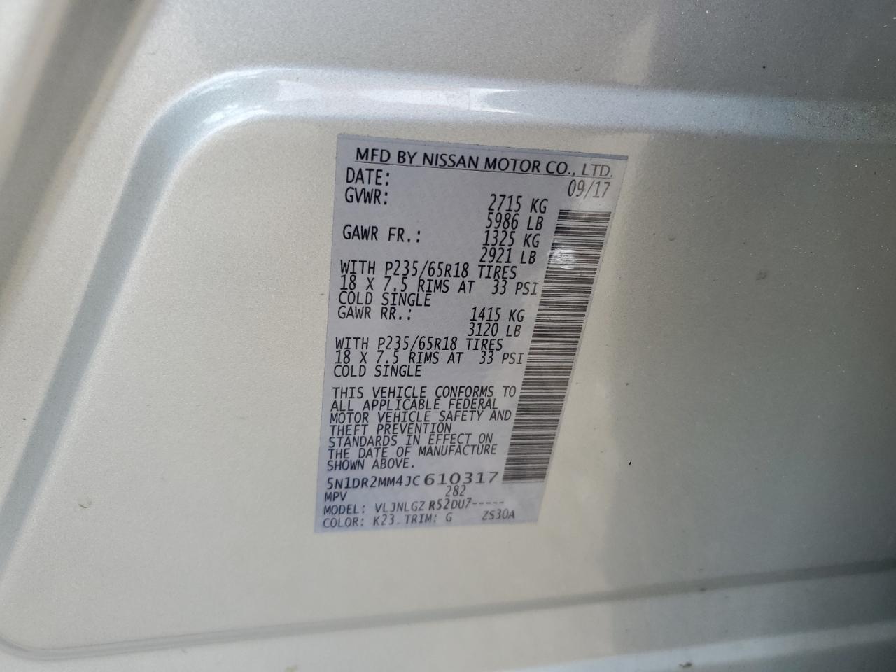 Photo 11 VIN: 5N1DR2MM4JC610317 - NISSAN PATHFINDER 