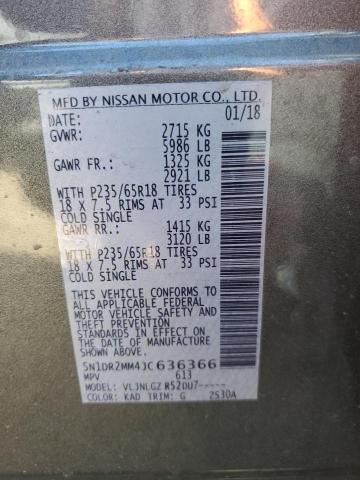 Photo 9 VIN: 5N1DR2MM4JC636366 - NISSAN PATHFINDER 