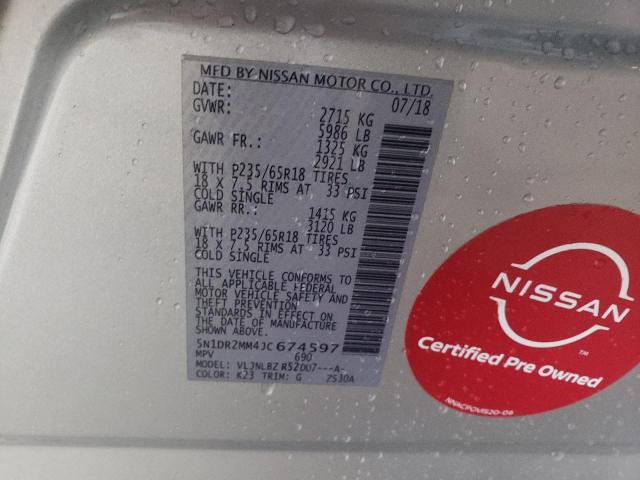 Photo 12 VIN: 5N1DR2MM4JC674597 - NISSAN PATHFINDER 