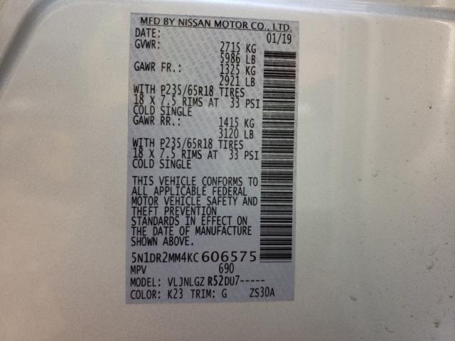 Photo 9 VIN: 5N1DR2MM4KC606575 - NISSAN PATHFINDER 