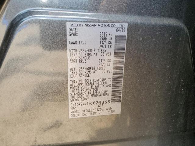 Photo 12 VIN: 5N1DR2MM4KC623358 - NISSAN PATHFINDER 