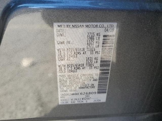 Photo 12 VIN: 5N1DR2MM4KC626809 - NISSAN PATHFINDER 