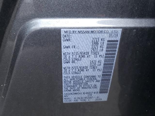 Photo 9 VIN: 5N1DR2MM5KC640749 - NISSAN PATHFINDER 