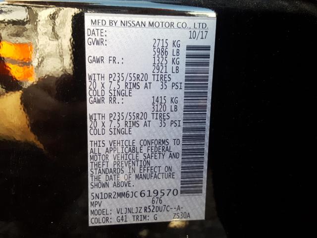 Photo 9 VIN: 5N1DR2MM6JC619570 - NISSAN PATHFINDER 