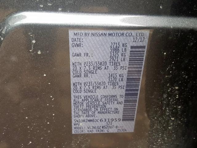 Photo 9 VIN: 5N1DR2MM6JC631959 - NISSAN PATHFINDER 