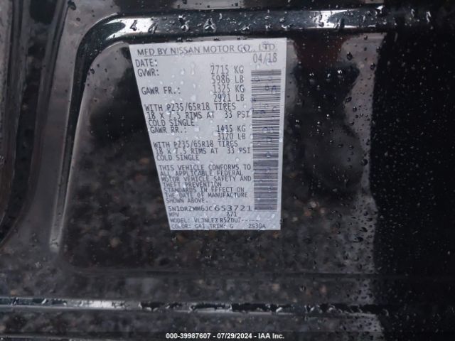 Photo 8 VIN: 5N1DR2MM6JC653721 - NISSAN PATHFINDER 